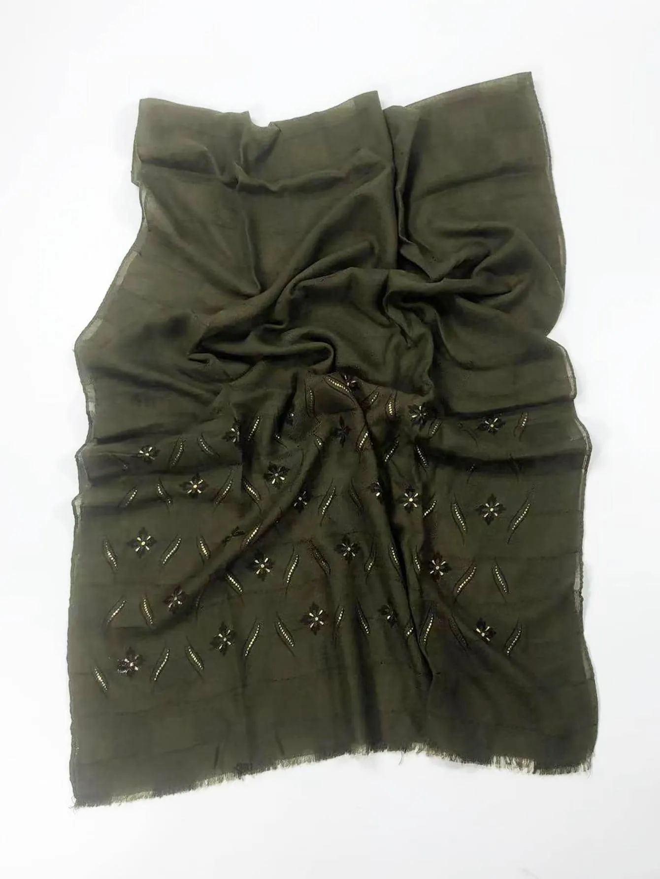 1pc Women Floral Pattern Raw Trim Fashionable Scarf For Daily Decoration