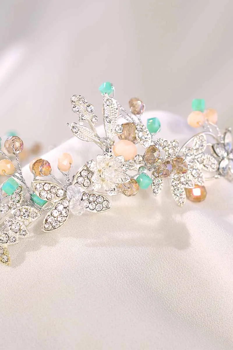 2025 Raw Stone Crown Crystal Gemstone Headband Wedding Accessories