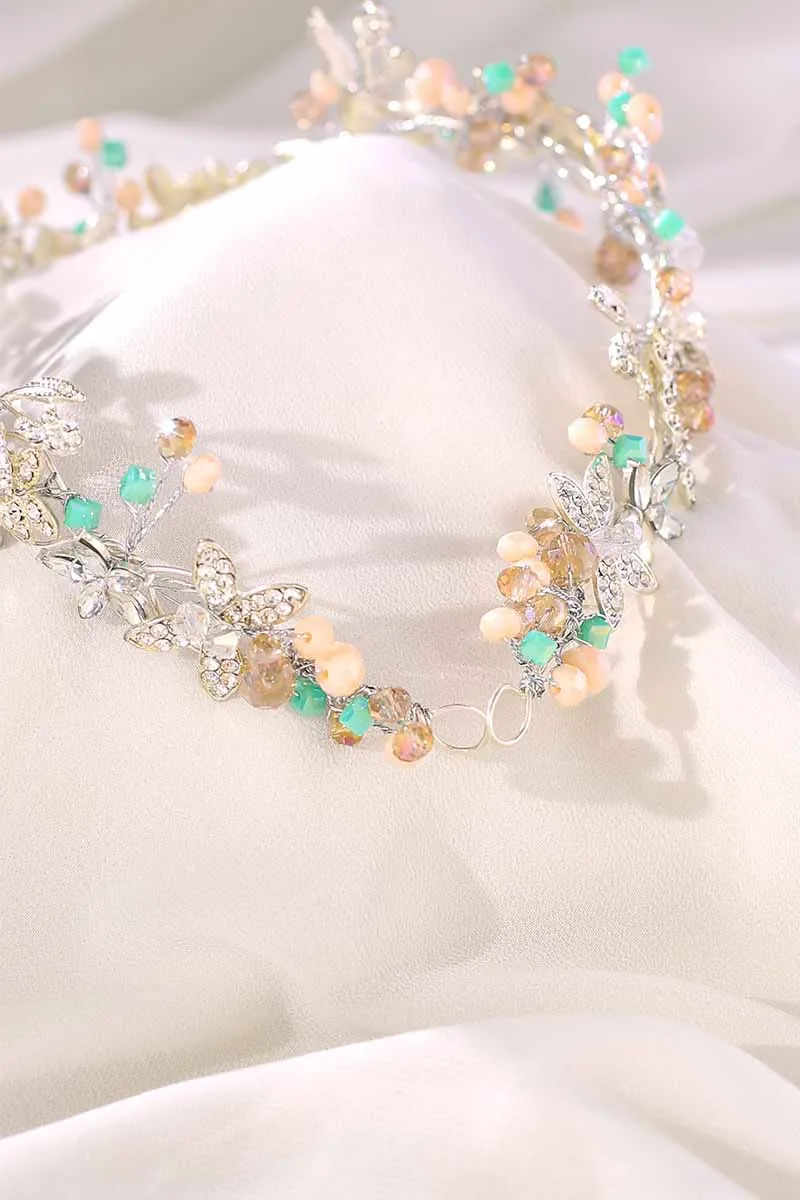 2025 Raw Stone Crown Crystal Gemstone Headband Wedding Accessories