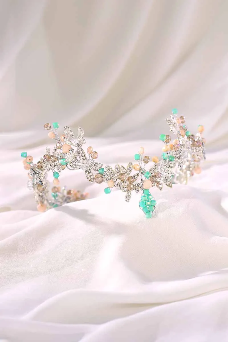 2025 Raw Stone Crown Crystal Gemstone Headband Wedding Accessories