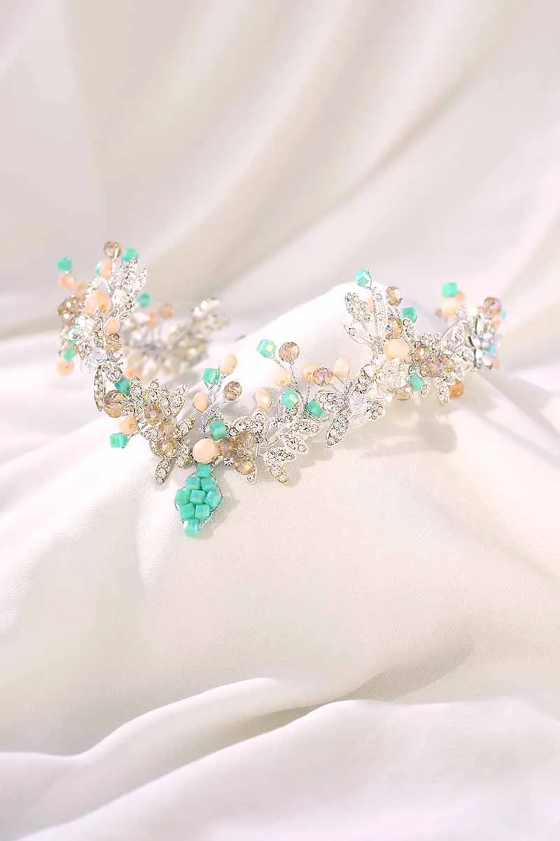 2025 Raw Stone Crown Crystal Gemstone Headband Wedding Accessories