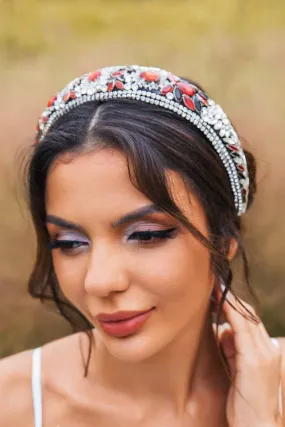 2025 Red Rhinestones Headbands Wide Jewelled Butterfly Wedding Accessories