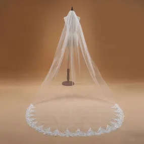 3M One Layer Lace Edge Cathedral Wedding Veils | Bridelily