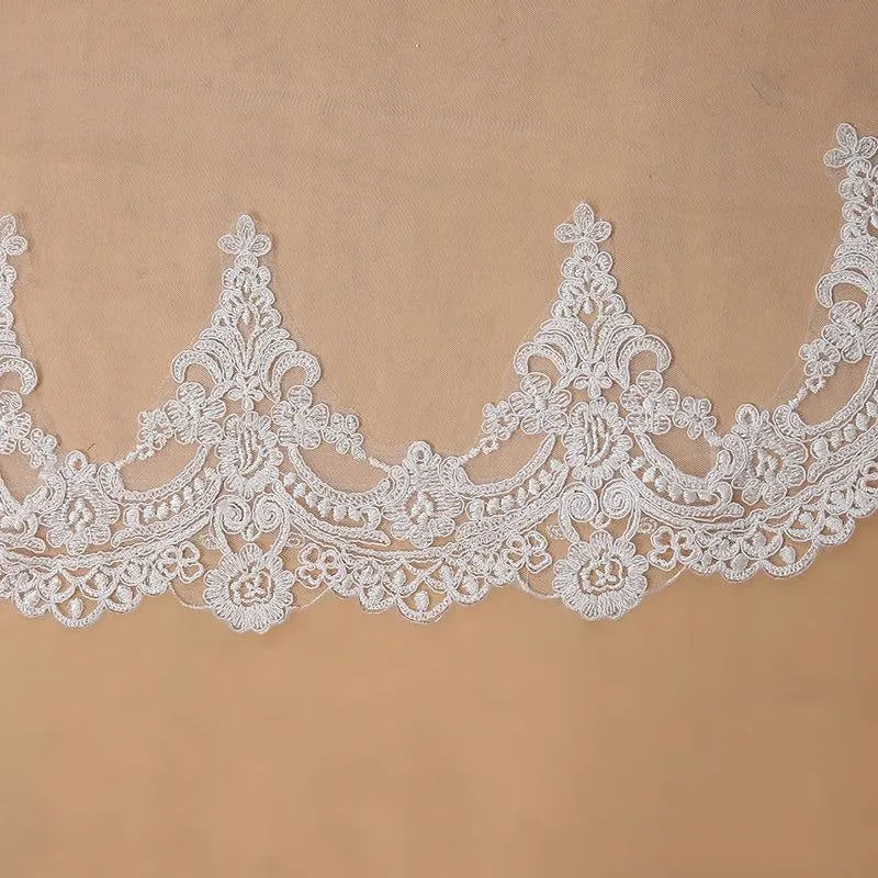 3M One Layer Lace Edge Cathedral Wedding Veils | Bridelily