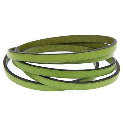 5mm Olive Green/Black Flat Leather by the Foot