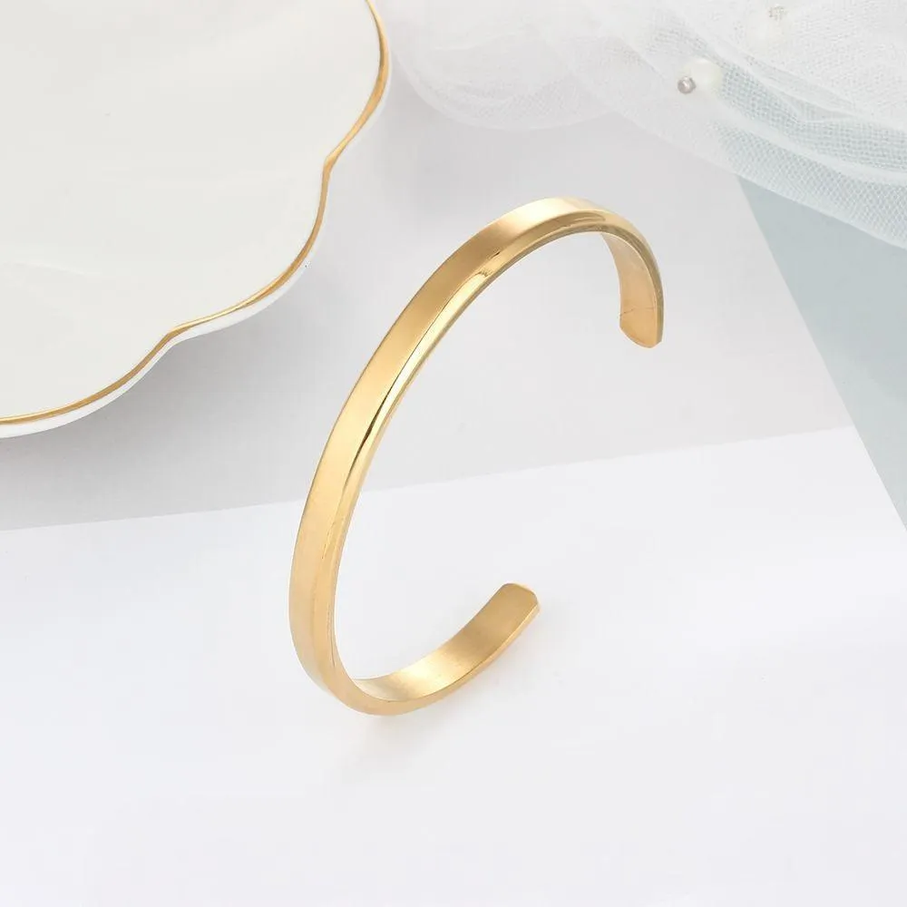 6mm Width Personalized Engraved Jewellery Stainless Steel Bracelets & Bangles