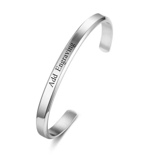 6mm Width Personalized Engraved Jewellery Stainless Steel Bracelets & Bangles