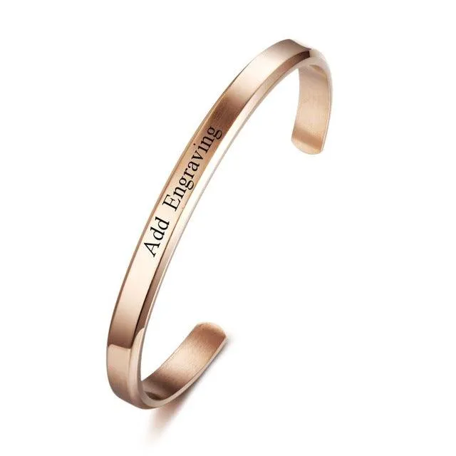6mm Width Personalized Engraved Jewellery Stainless Steel Bracelets & Bangles