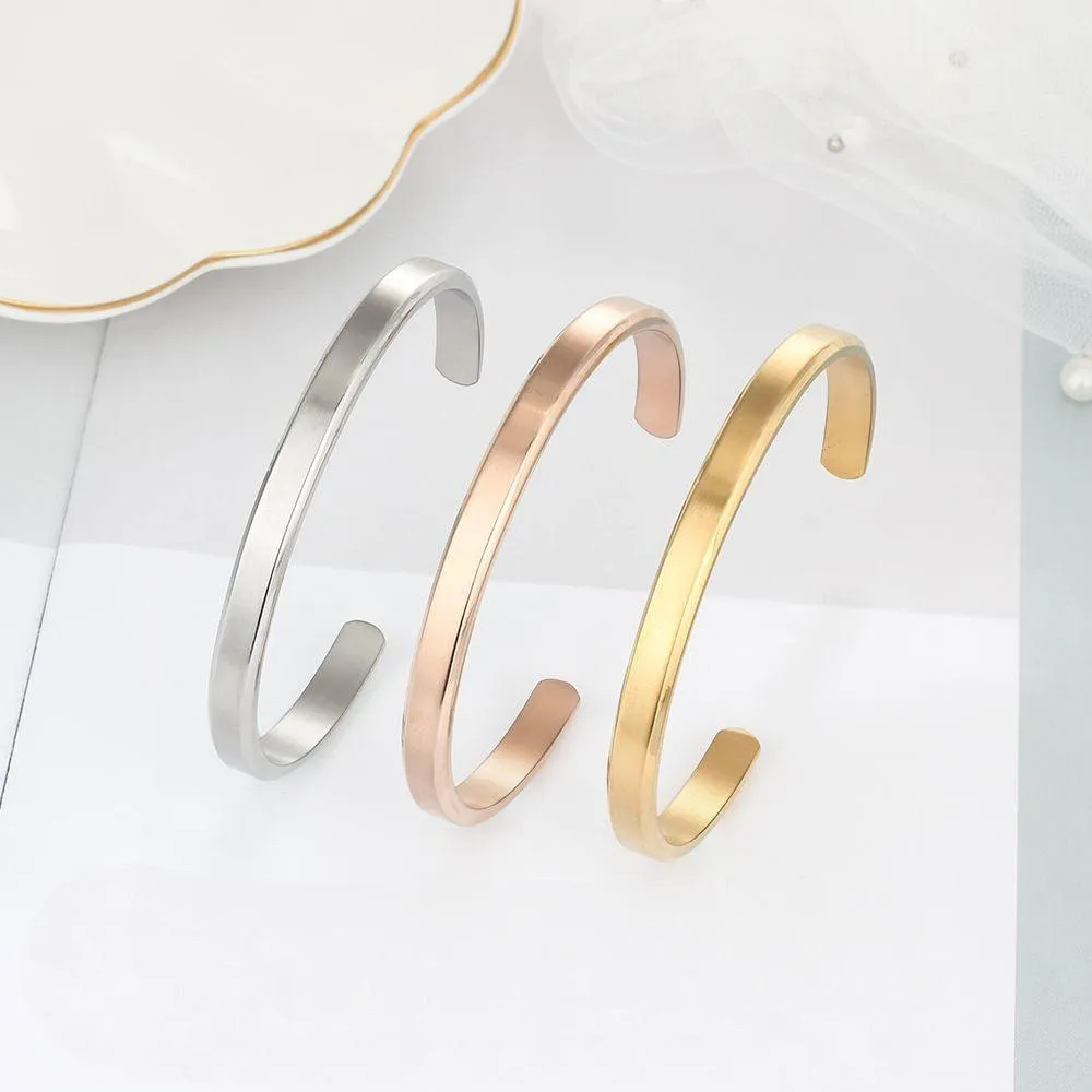 6mm Width Personalized Engraved Jewellery Stainless Steel Bracelets & Bangles