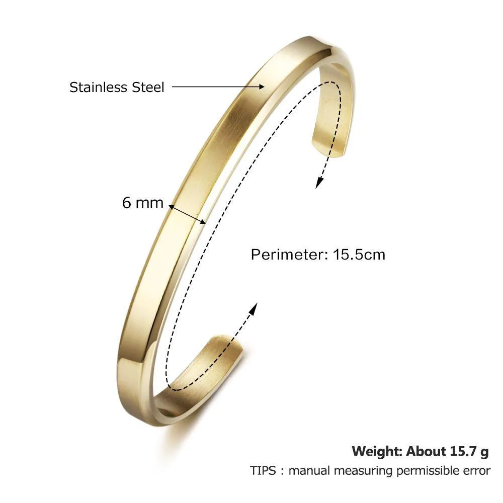 6mm Width Personalized Engraved Jewellery Stainless Steel Bracelets & Bangles