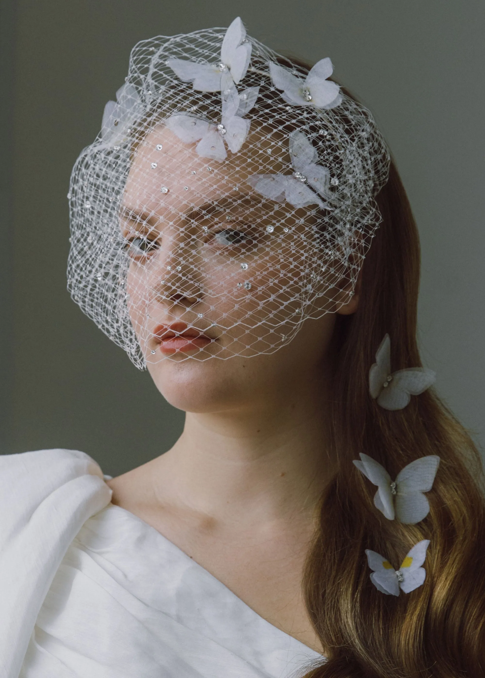 Allira Voilette Headband -- Cream