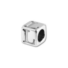 Alphabet Bead, Cube Letter "L" 4.5mm, Sterling Silver (1 Piece)