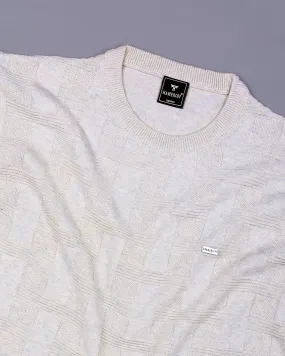 Aristo Ivory Cream Knitted Melange Cotton T-Shirt