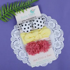 Baby Moo Floral Polka Dots Headband Set of 3 - Multicolour