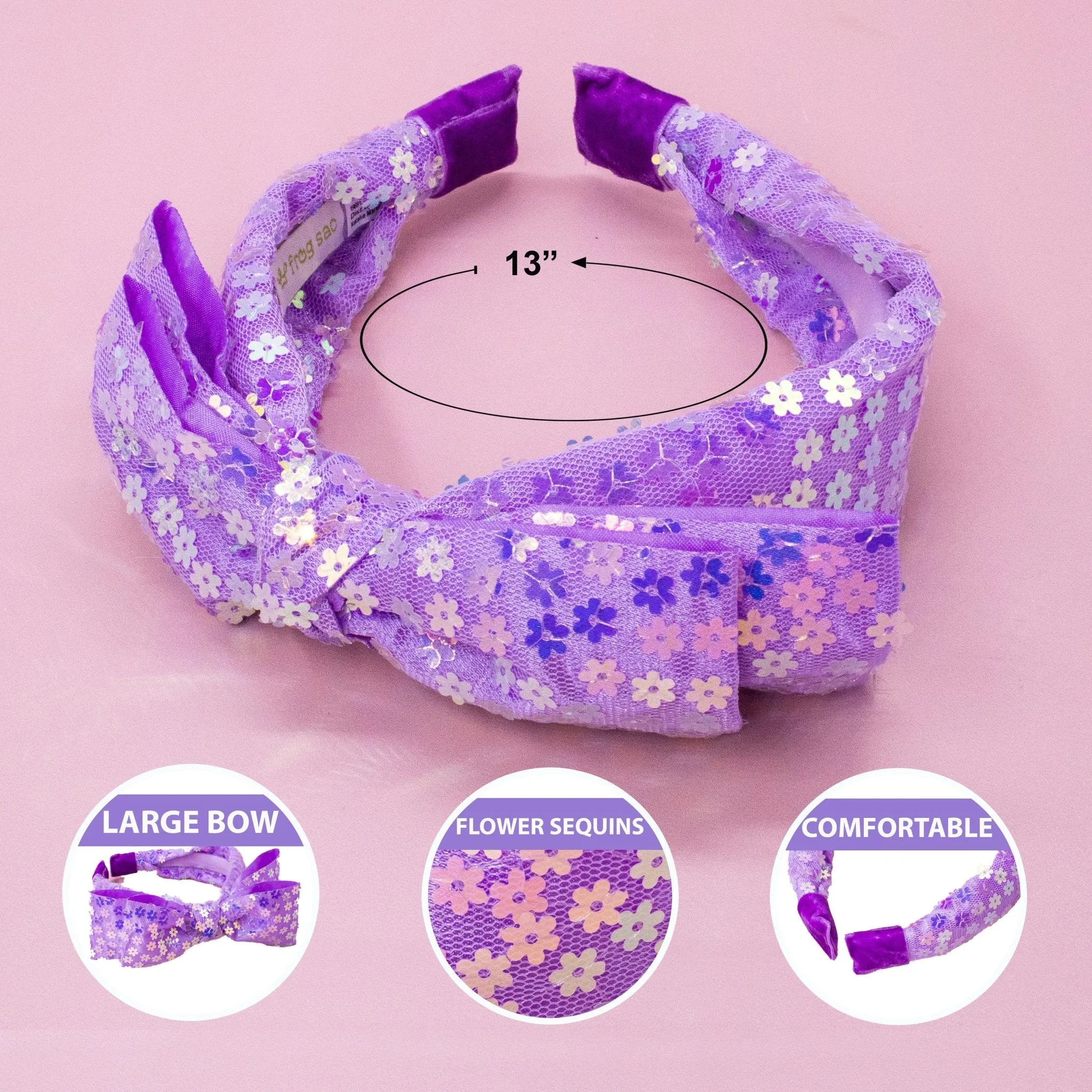 Big Bow Headband - Double Layer Sequin
