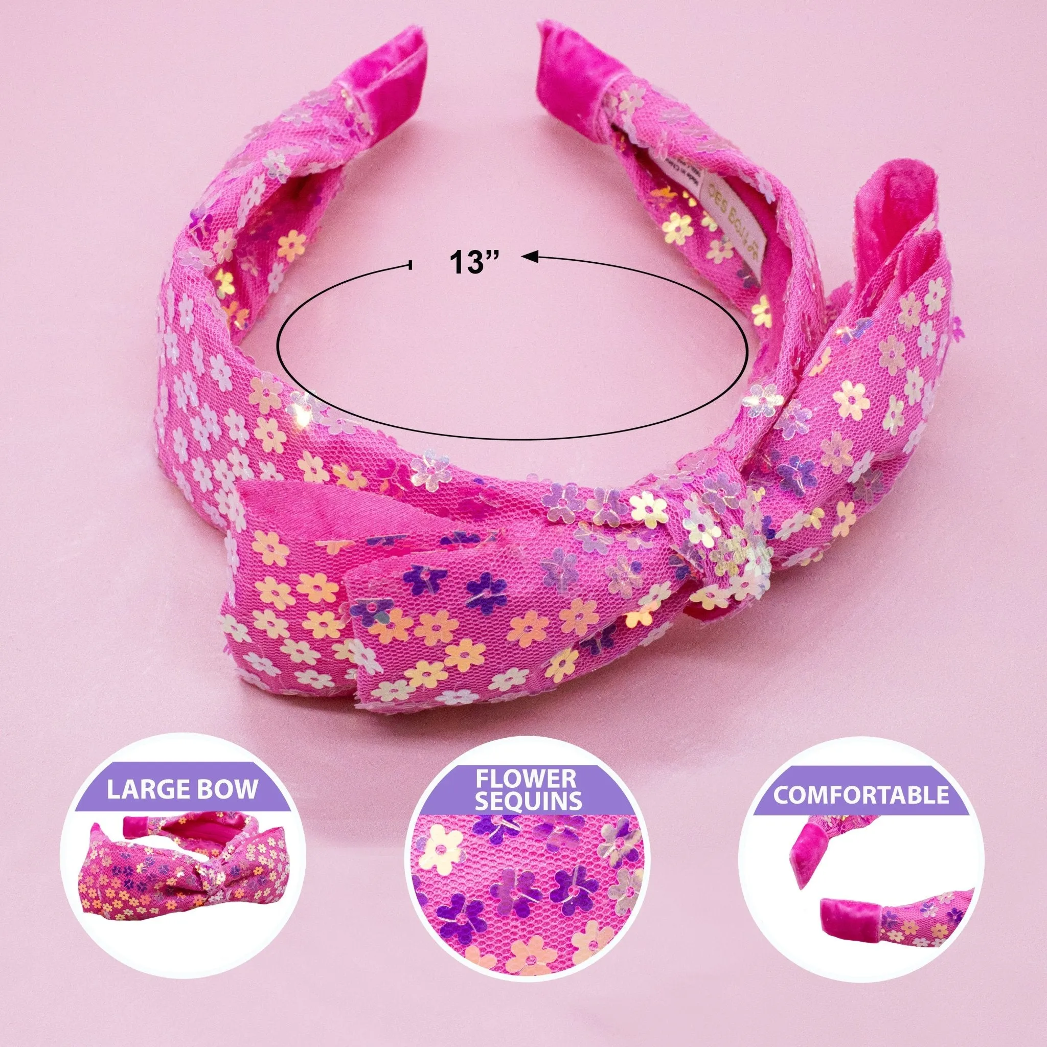 Big Bow Headband - Double Layer Sequin