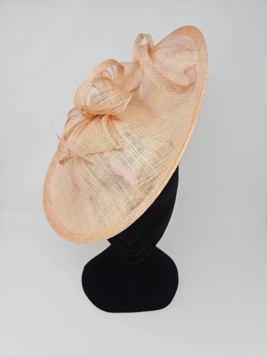 Blush Peach Sinamay Disc Fascinator