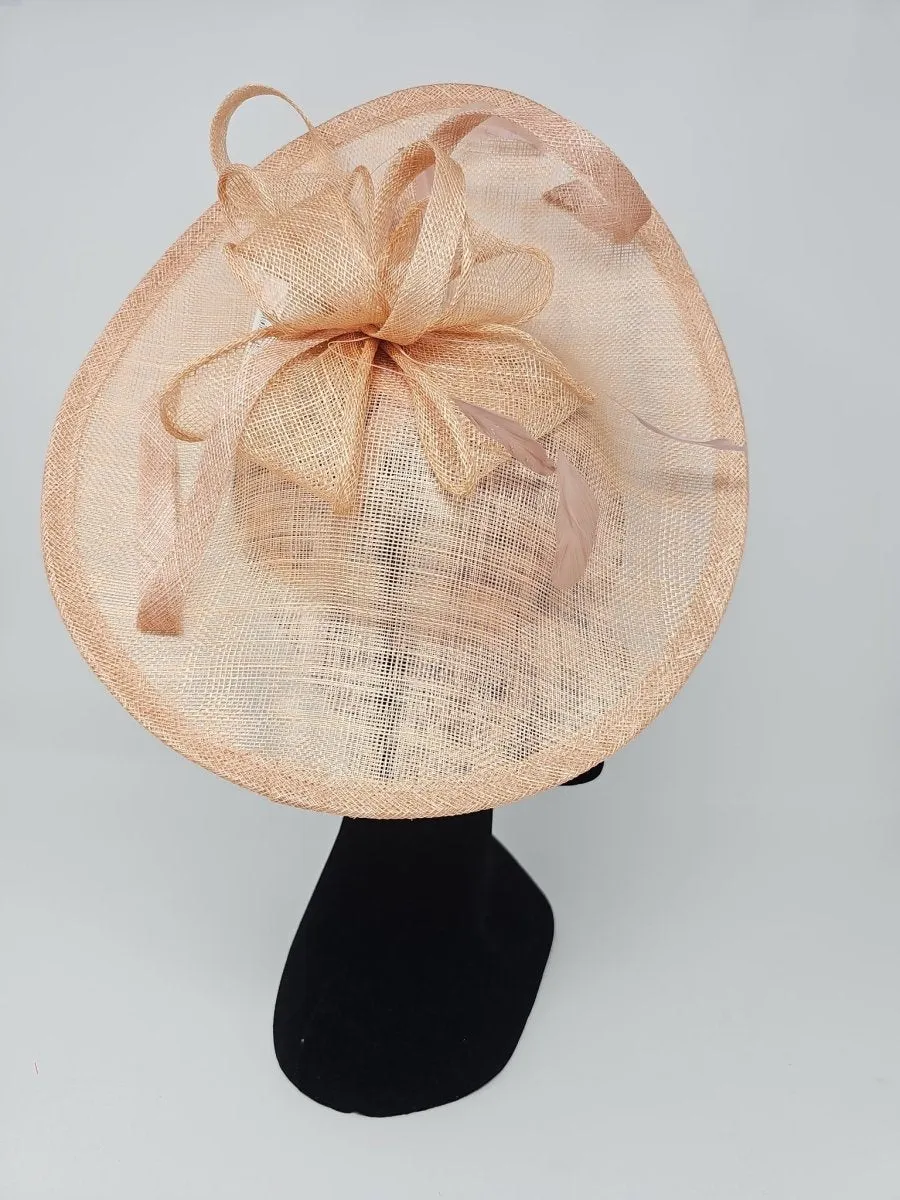 Blush Peach Sinamay Disc Fascinator