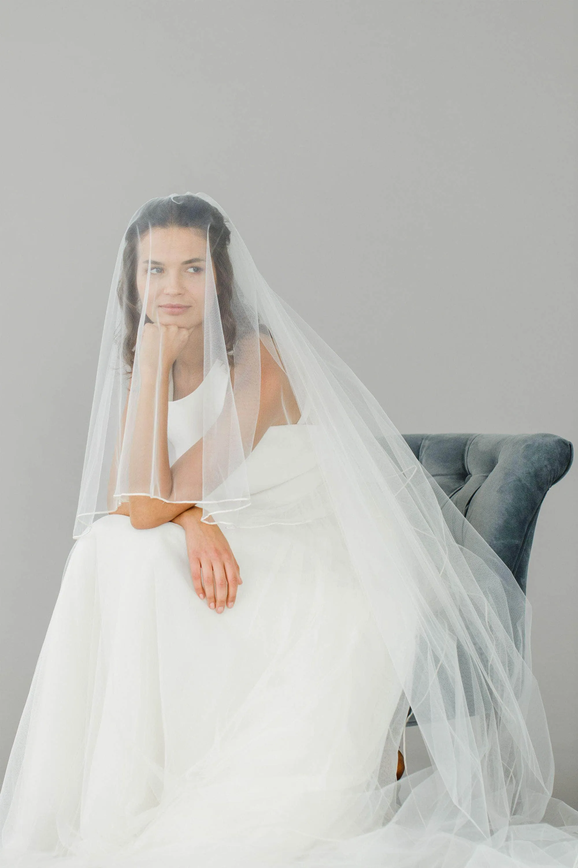 Braid soutache edge two tier wedding veil - 'Nyla'