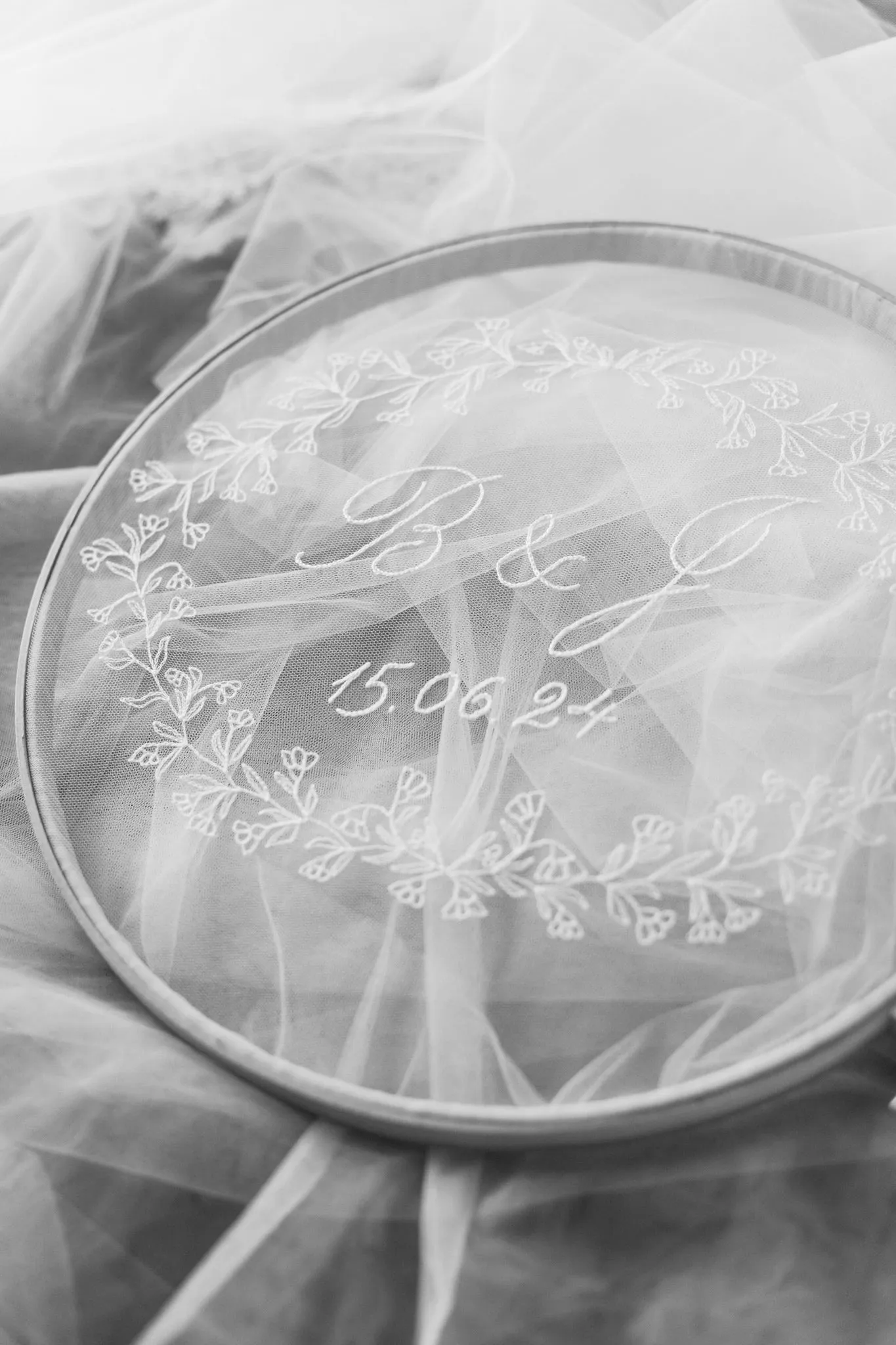 Braid soutache edge two tier wedding veil - 'Nyla'