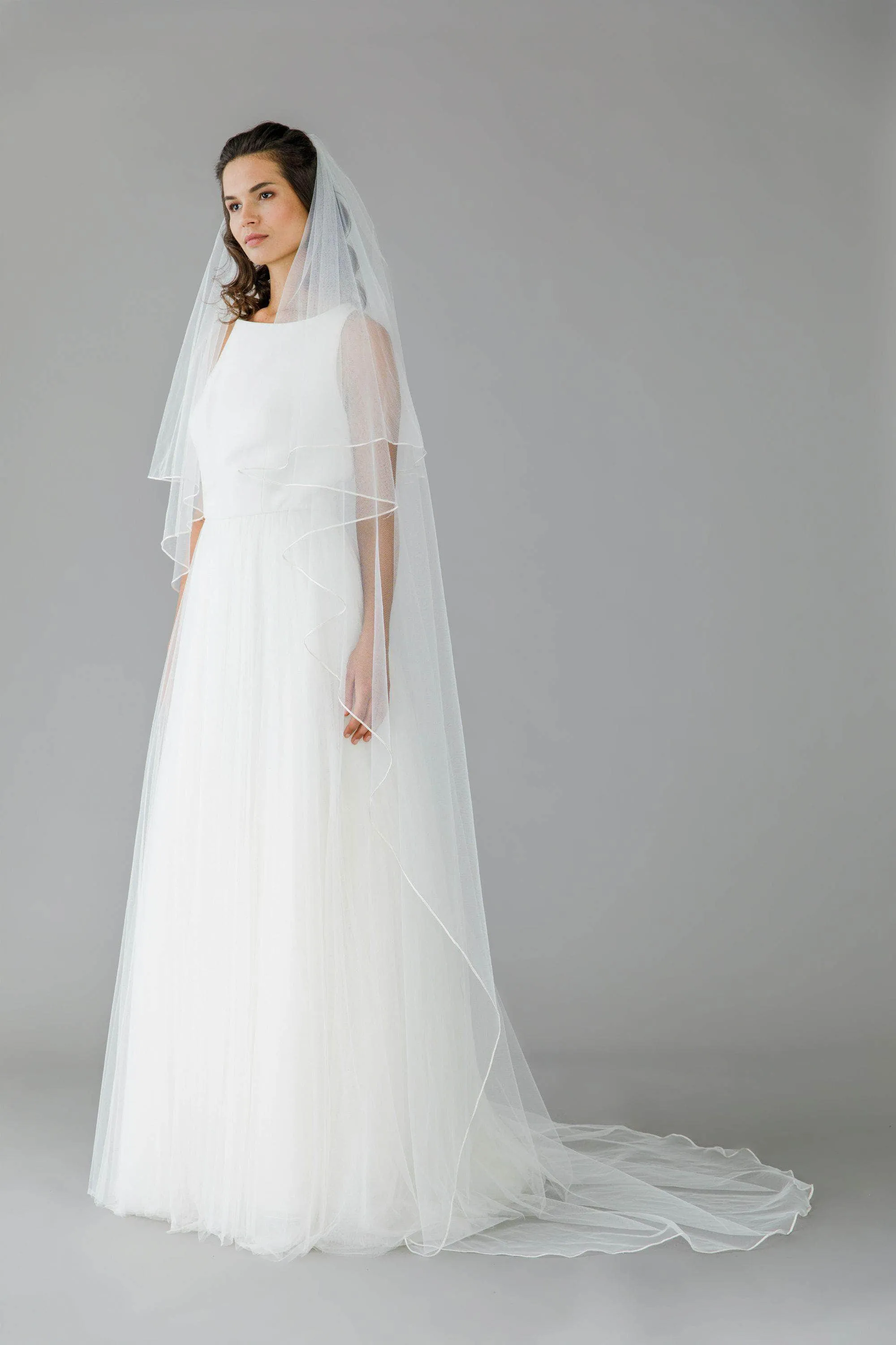 Braid soutache edge two tier wedding veil - 'Nyla'