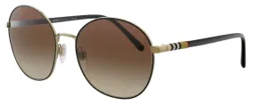 Burberry 0BE3094 11451356 Full Rim Light Gold Round Sunglasses