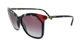 Burberry  0BE4263 370990 Black / White Tortoise / Red Cateye Sunglasses