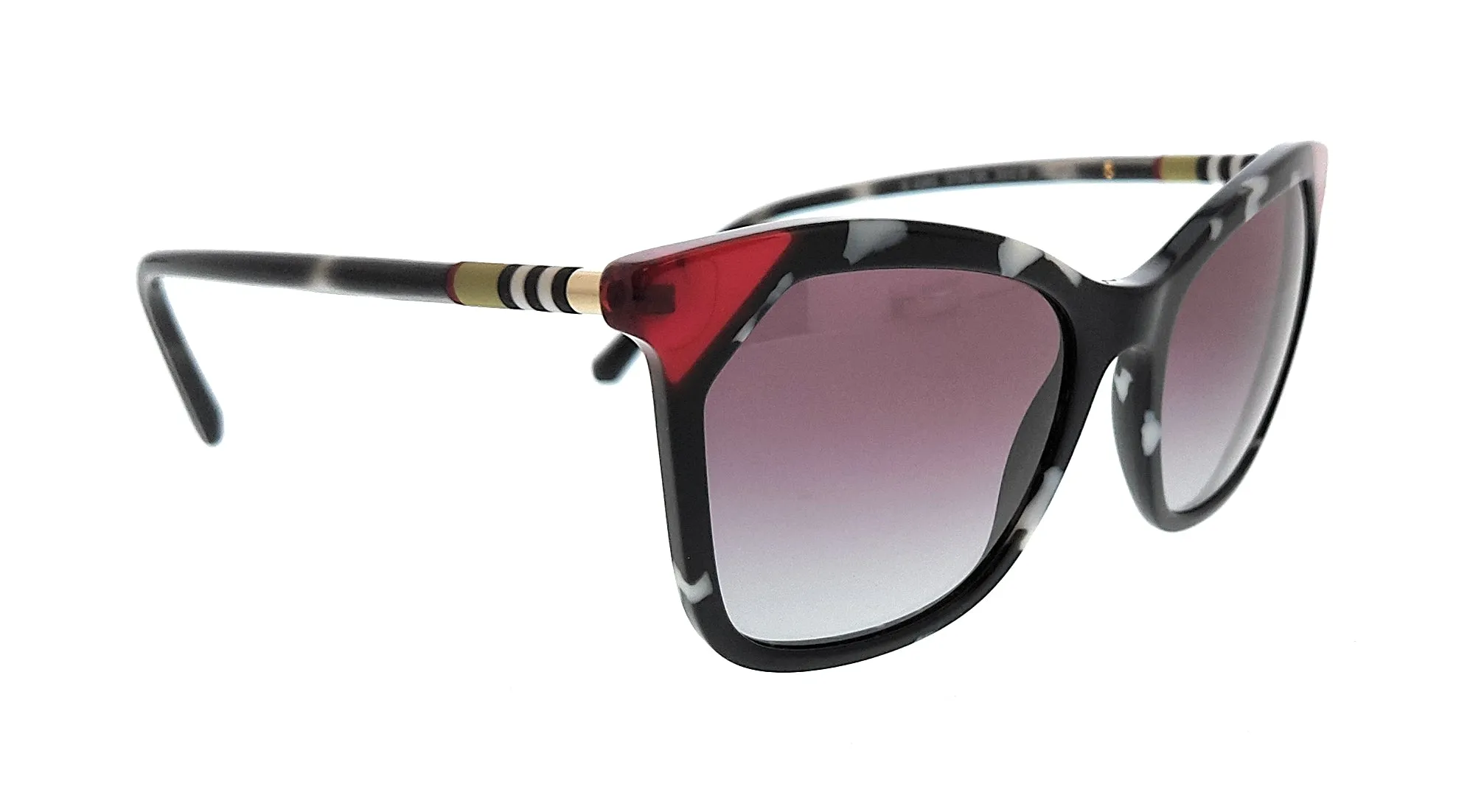 Burberry  0BE4263 370990 Black / White Tortoise / Red Cateye Sunglasses