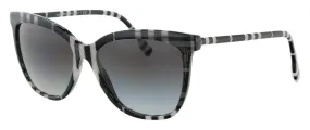 Burberry 0BE4308 40048G56 Clare Full Rim Check White/Black Cateye Sunglasses