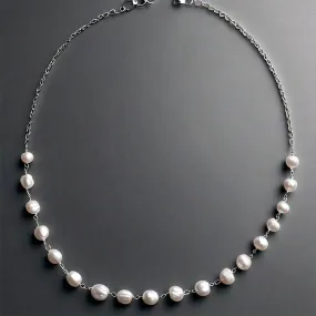 Calliope Sterling Silver Real Pearl Cluster Necklace