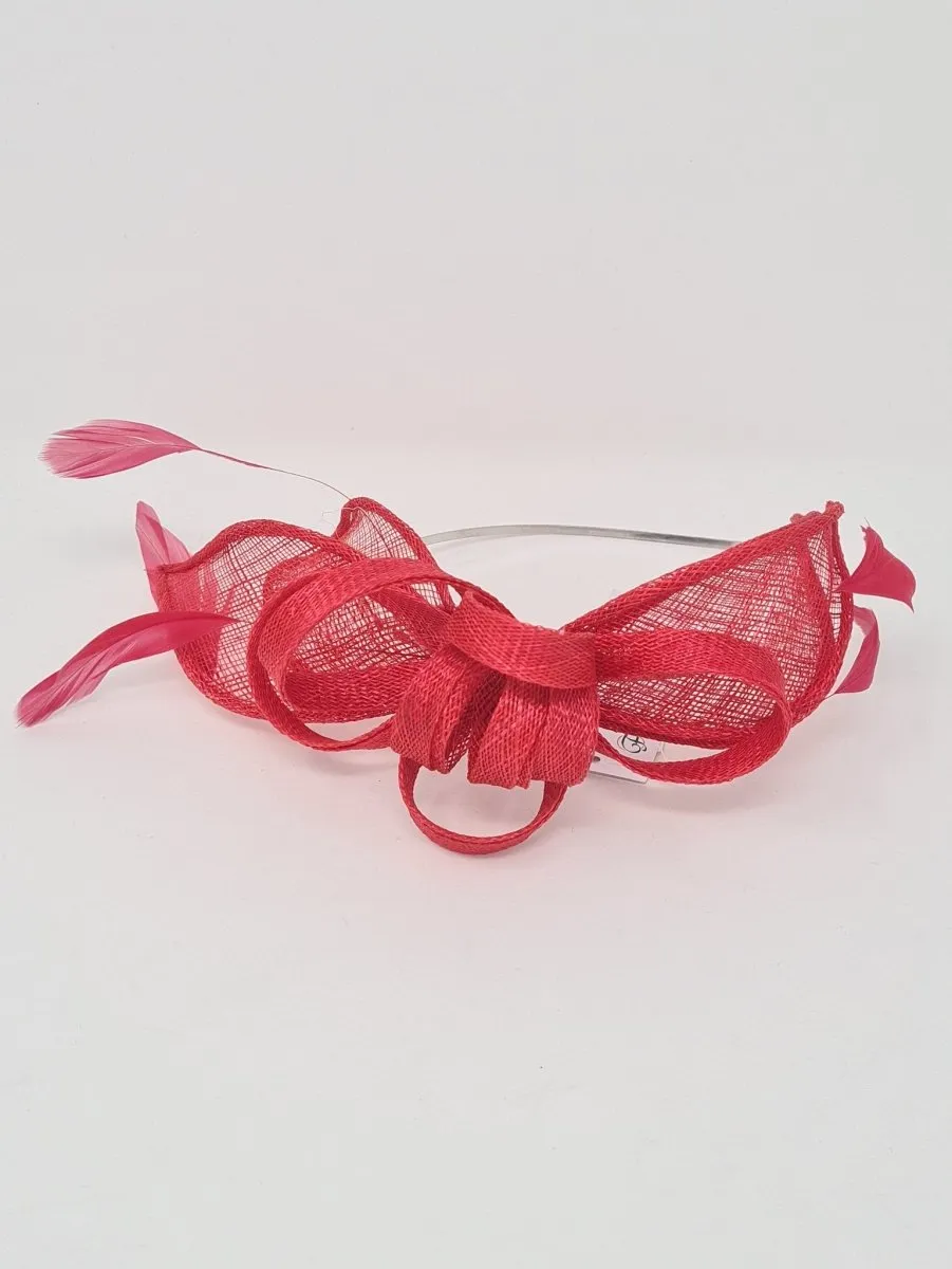 Carmine Red Hairband Loop Fascinator