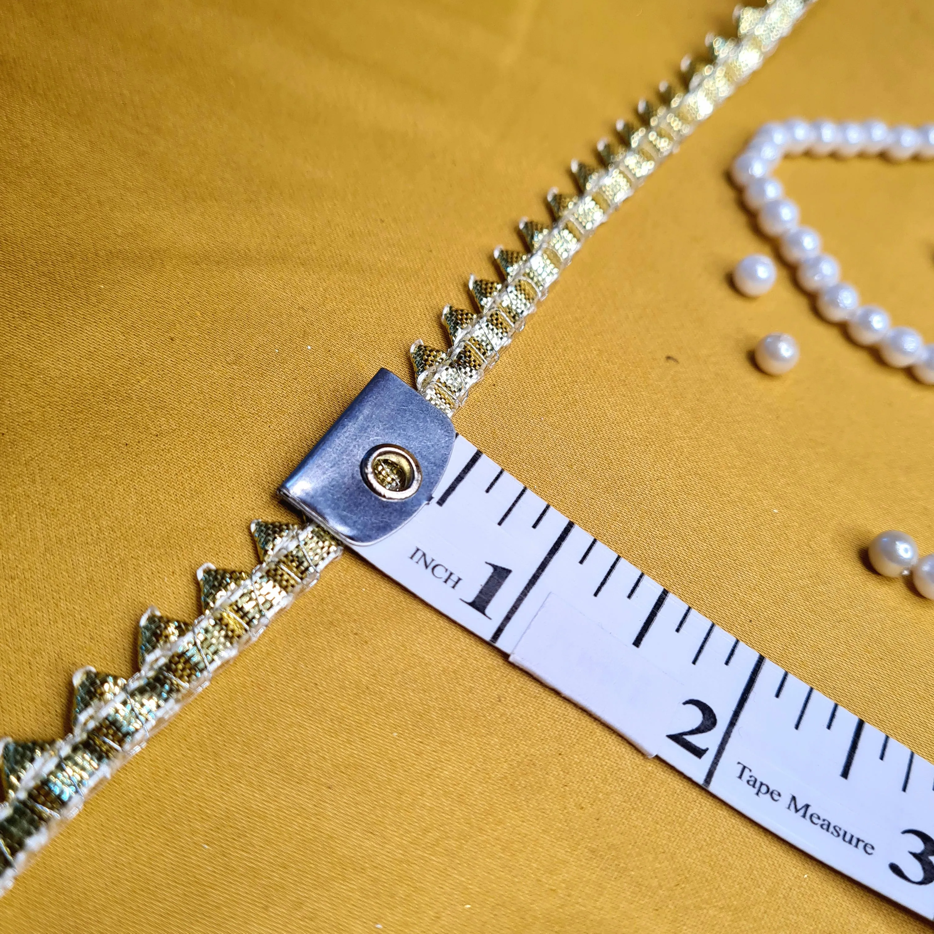 Classic Gold Zari Chevron Piping Lace