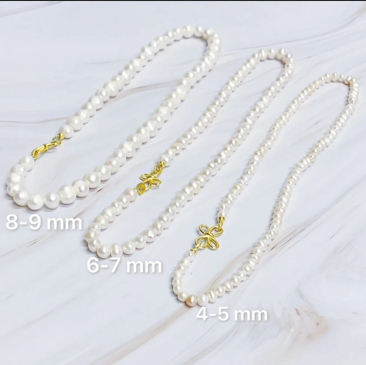 Clover Clasp Genuine Pearl Necklace