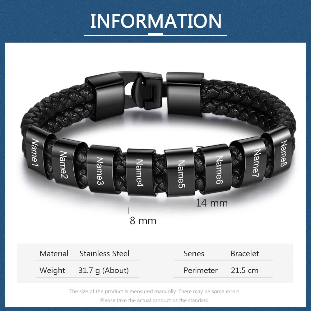 Custom Stainless Steal Leather Bracelet