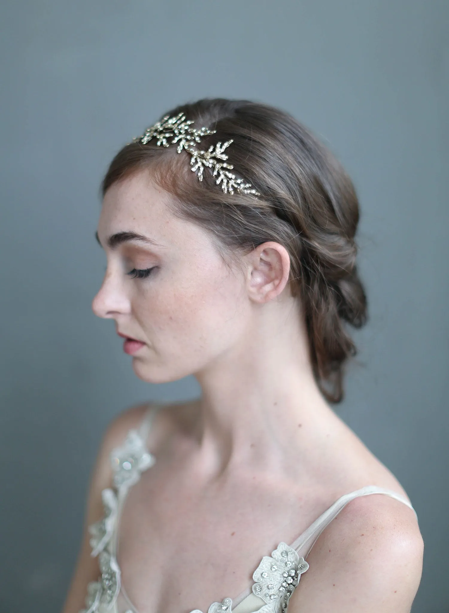 Gilded crystal encrusted branch headpiece - Style #707