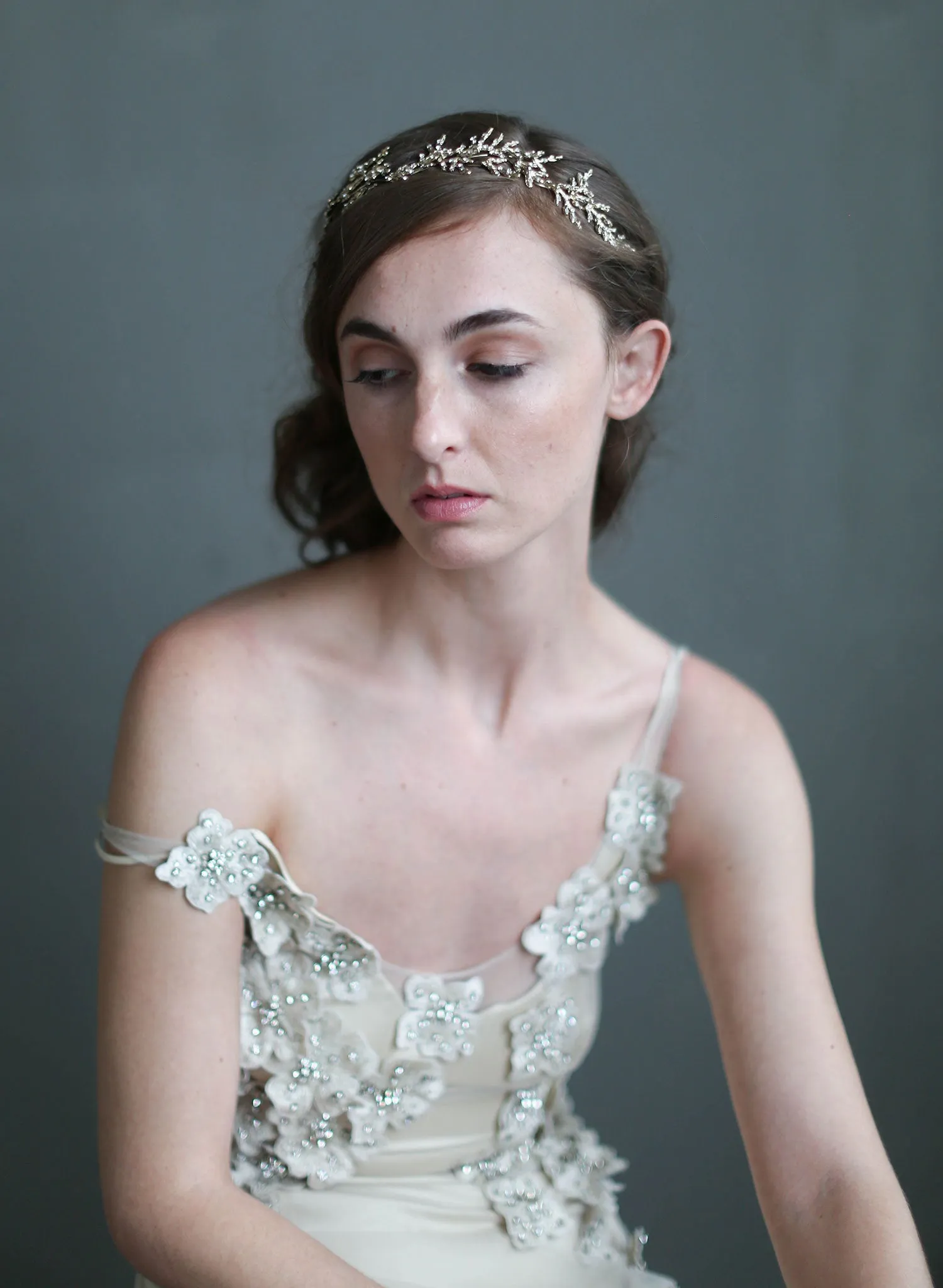 Gilded crystal encrusted branch headpiece - Style #707