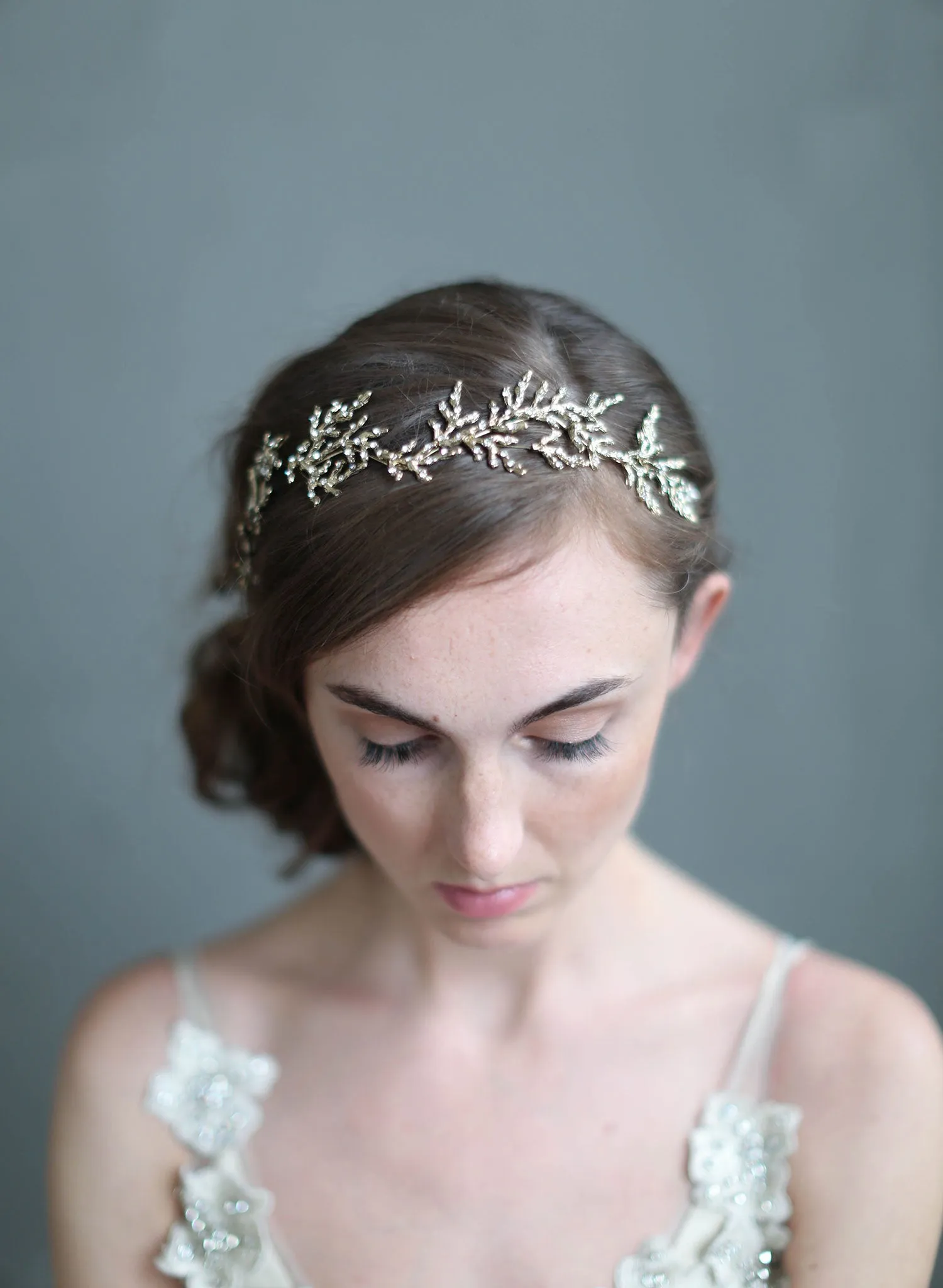 Gilded crystal encrusted branch headpiece - Style #707