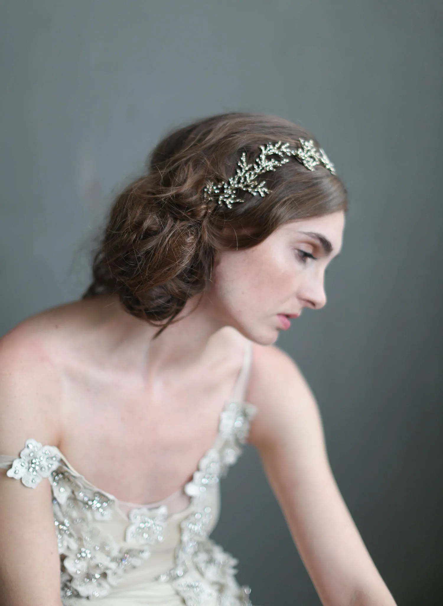 Gilded crystal encrusted branch headpiece - Style #707