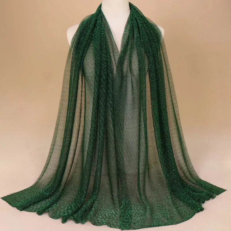 Glitter women gold silk solid color hijab shawls
