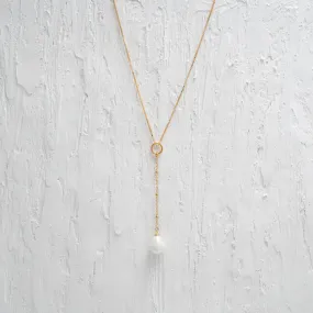 Gold and Pearl Y Necklace