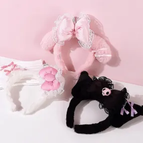 Hello Kitty/My Melody/Kuromi Ears Inspired Lace Plush KC