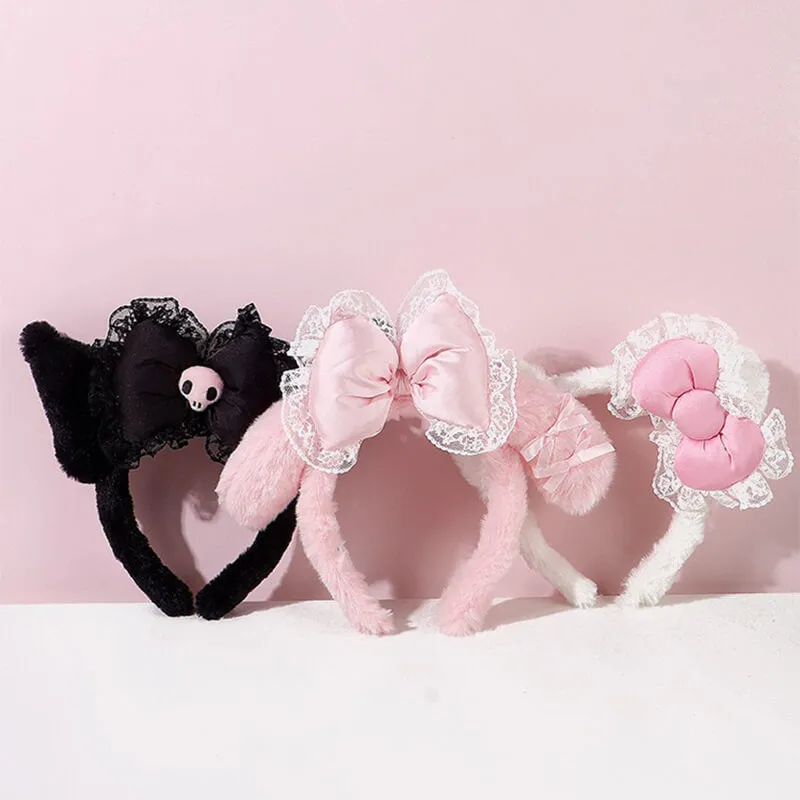 Hello Kitty/My Melody/Kuromi Ears Inspired Lace Plush KC