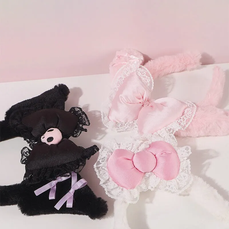 Hello Kitty/My Melody/Kuromi Ears Inspired Lace Plush KC