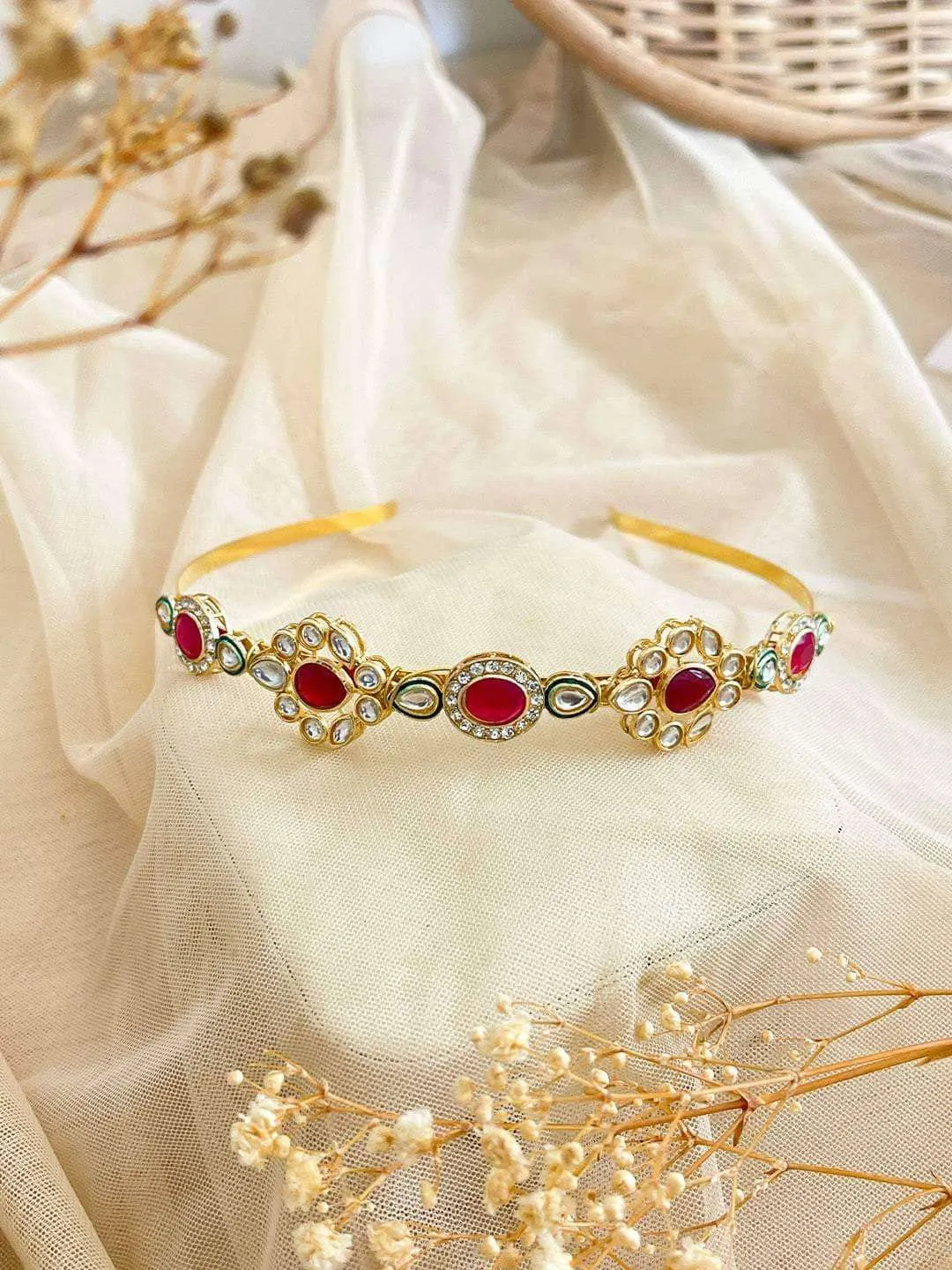 Kundan With Ad Work Ethnic Gold Plated Hairband
