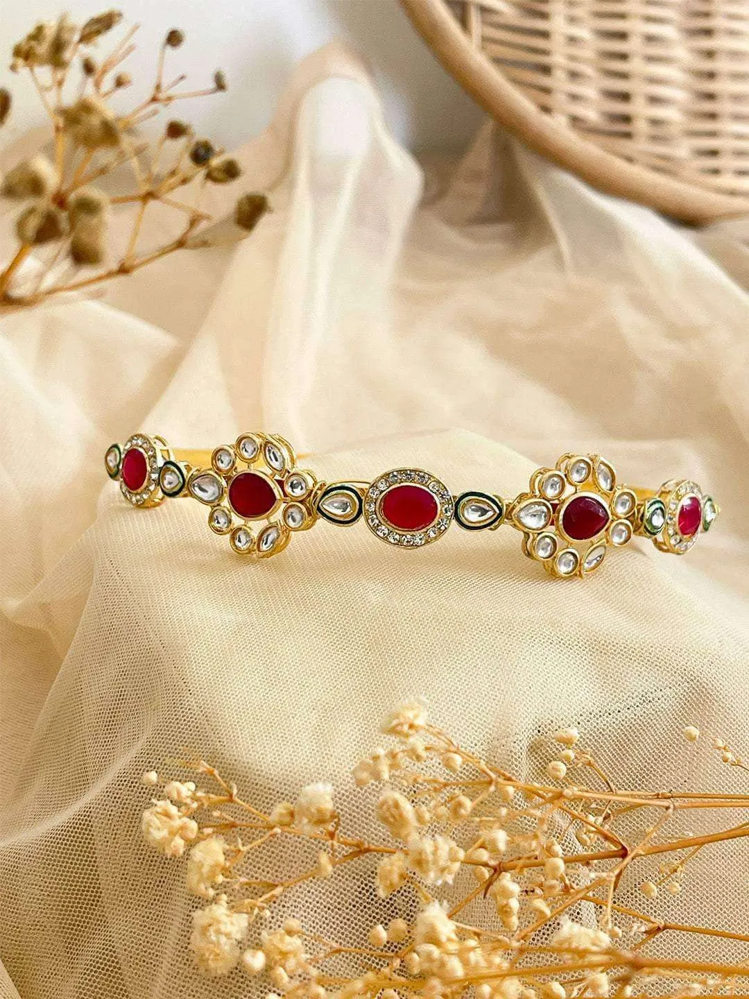 Kundan With Ad Work Ethnic Gold Plated Hairband