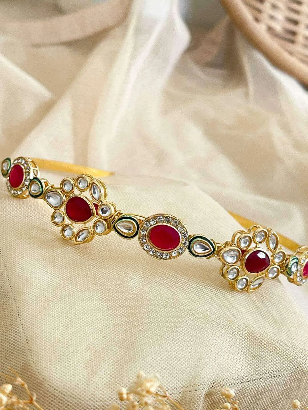 Kundan With Ad Work Ethnic Gold Plated Hairband