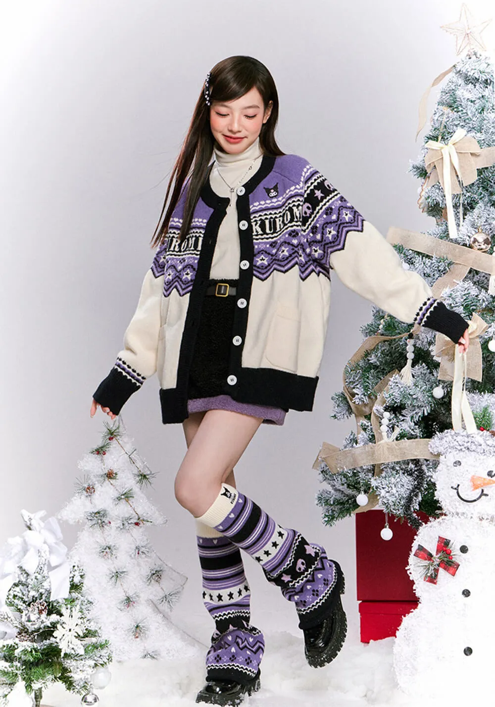 Kuromi Knit Flared Leg Warmers