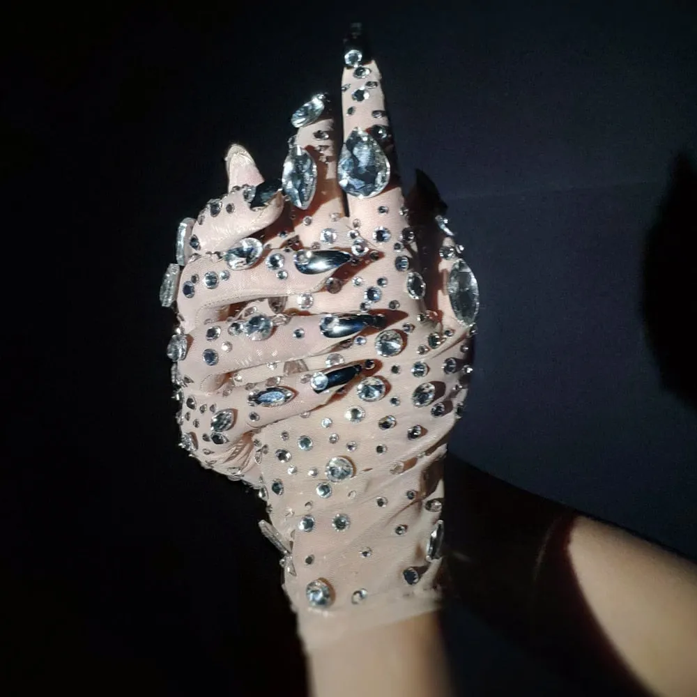 Luxurious Stretch Rhinestones Gloves