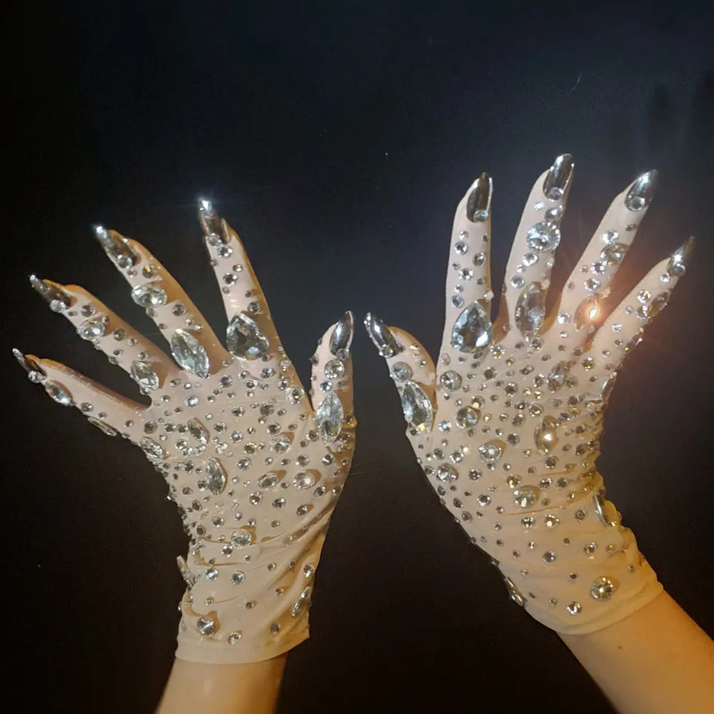 Luxurious Stretch Rhinestones Gloves