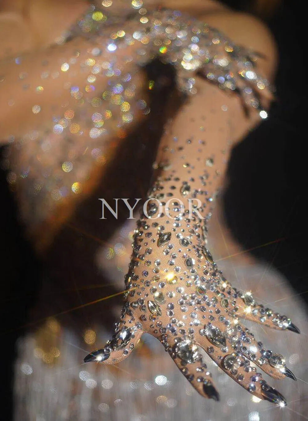 Luxurious Stretch Rhinestones Gloves